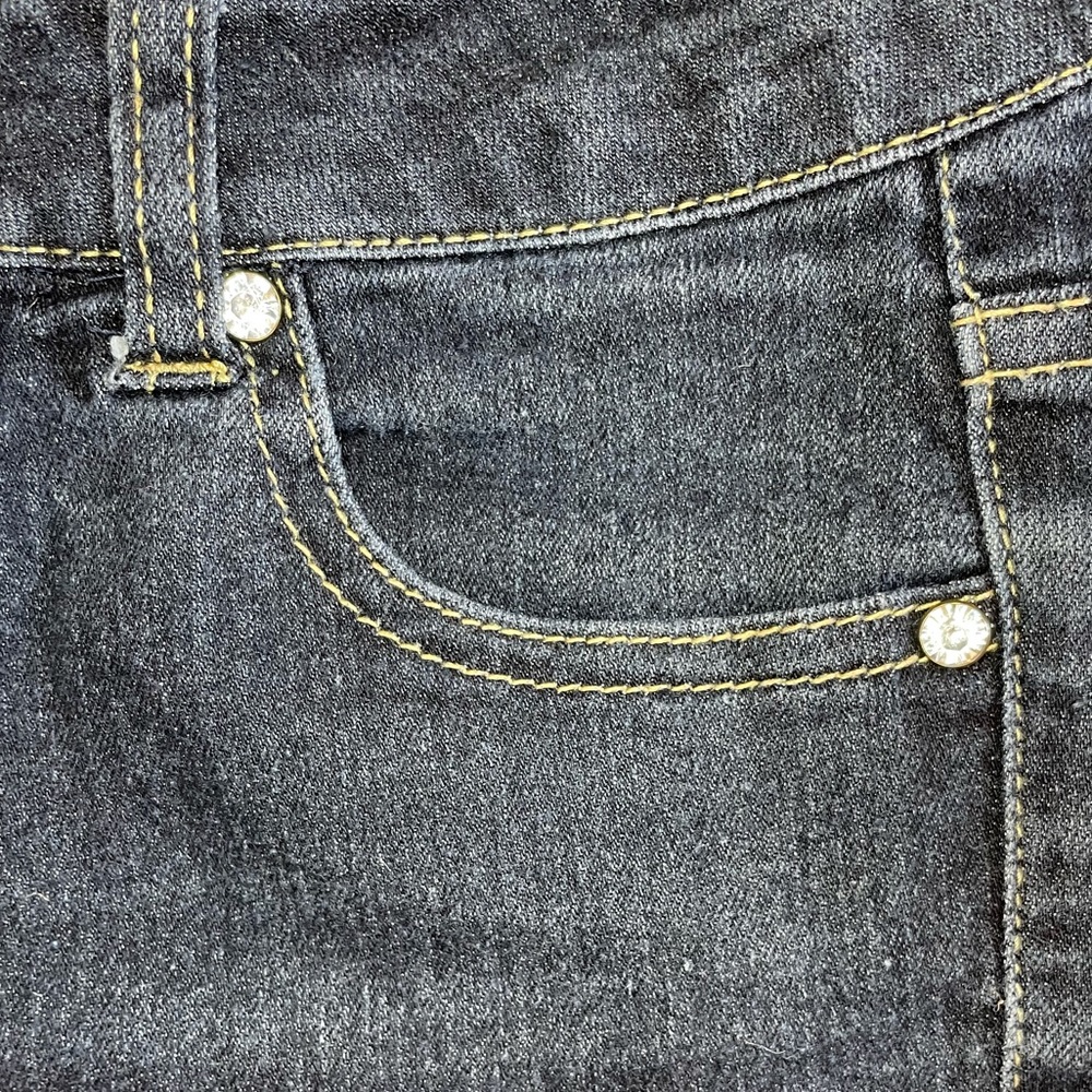 CP Jeans Indigo Rise Dark Wash Crystal Embellished Skinny Jeans - Picture 7 of 13